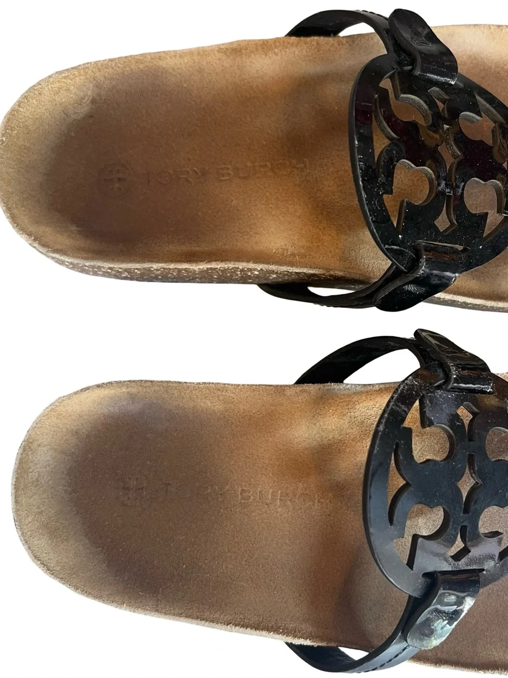 Tory Burch Women’s Sz 9.5 Cloud Sandals Black Patent Leather